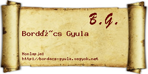 Bordács Gyula névjegykártya