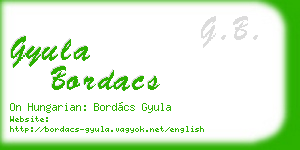 gyula bordacs business card