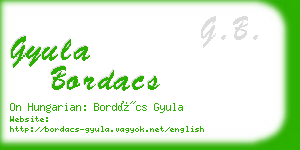 gyula bordacs business card